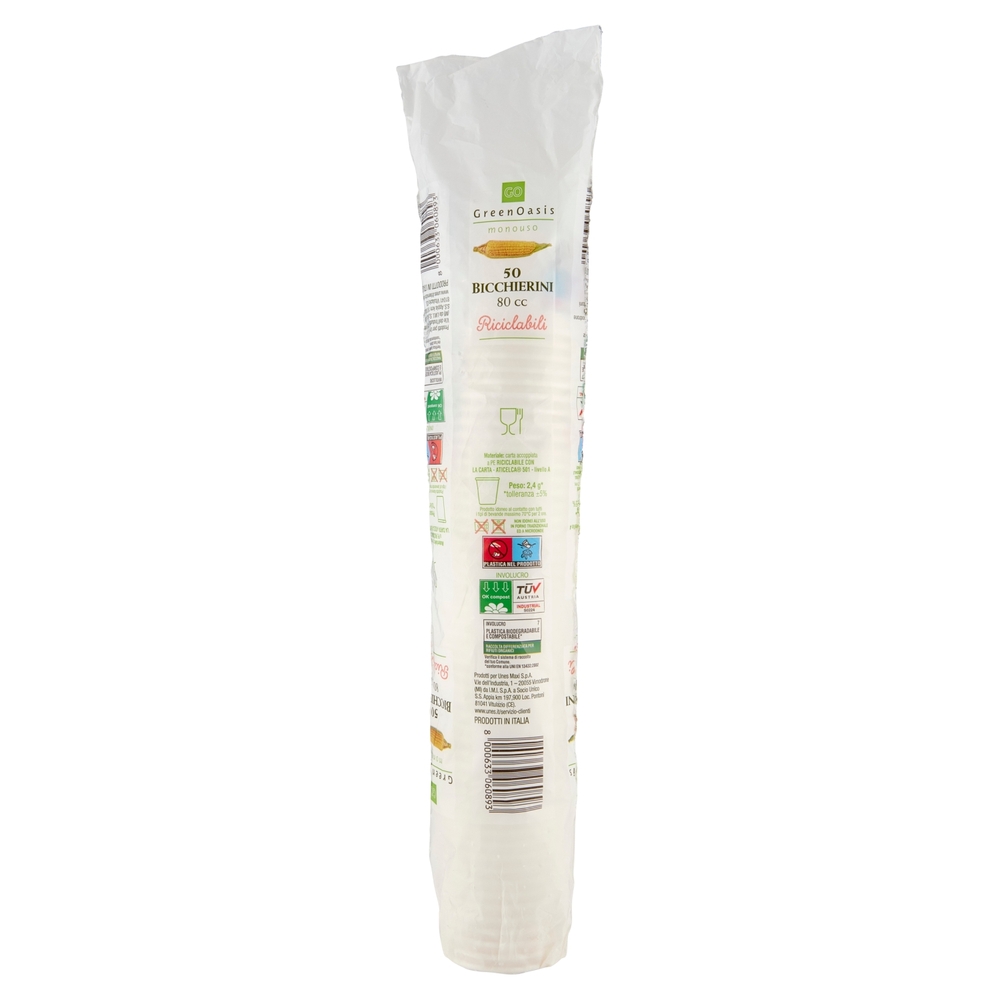 50 Bicchierini 80 cc Compostabili Green Oasis